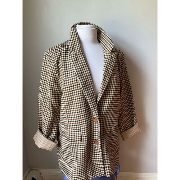 Polagram Plaid Blazer, L. Perfect layering Piece for Fall! Prep, Office Siren, s - Picture 4 of 16